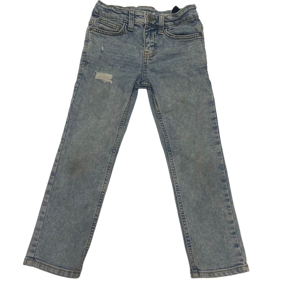 Cat & Jack Boys Size 5 Slim Super Stretch Light Wash Distressed Blue Jeans